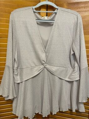 Maurices Light Taupe Twist-Front Top